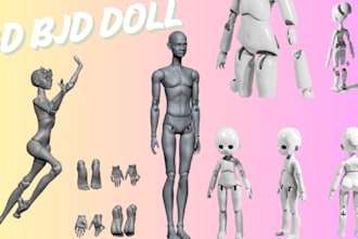 sculpt 3d bjd 3d articulated model 3d flexi toy ball joint doll for printing
