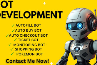 build auto purchase, checkout bots for shopping, restocks, scalping, monitoring