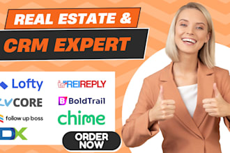setup lofty CRM, chime, follow up boss, rei reply, boldtrail, kvcore, idx
