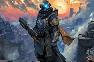 draw a sci fi character illustration or sci fi character
