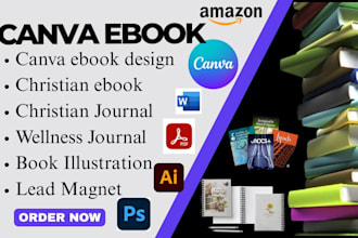 design editable canva ebook christian journal, workbook lead magnet illustration