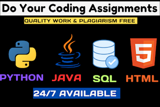 do your coding assignment and project in java, html, sql and python programming
