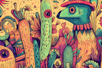 create colorful doodle art illustration