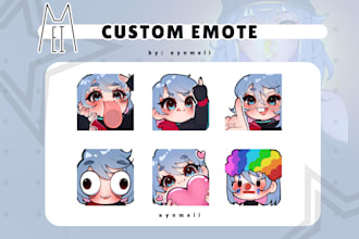 draw custom cute emotes for twitch and discord stream