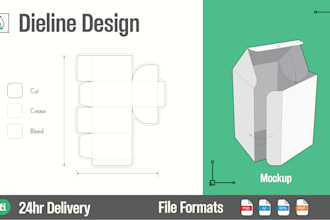 custom display box and packaging dieline design with diecut templates