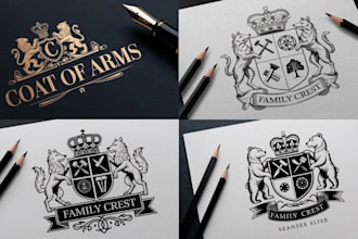 make modern unique coat of arms family crests logo and any graphics design