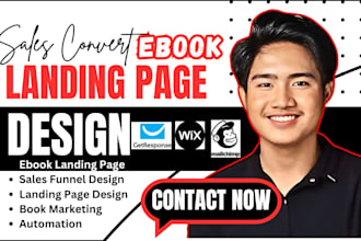 design high converting ebook landing pages and sales funnel using wix, mailchimp
