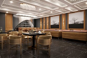 sort 2d to 3d commercial restaurant,render architecture bar, cgi bakery interior