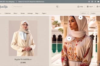 design 7 figure abaya shopify islamic wear store hijab website clothing store