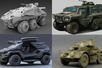 3d vehicle model 3d armored car model hard surface model for game and animation