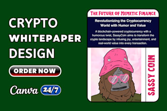 meme coin white paper, nft white paper, crypto white paper design in canva 24hrs