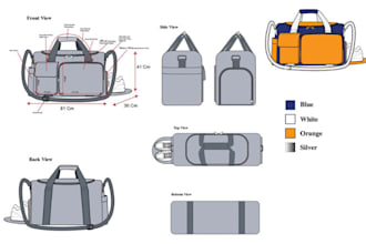 design premium luxury handbag, purse, and tote bags with a full tech pack