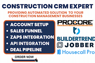 project management procore buildertrend housecall pro data migration automation