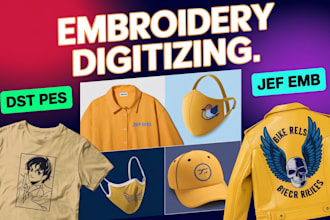 design into dst, pes, jef, emb files and digitize any machine embroidery design