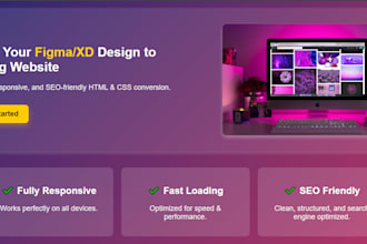convert figma, xd, or PSD design to responsive HTML and CSS