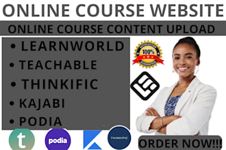 build thinkific online course website teachable learnworld kajabi podia website