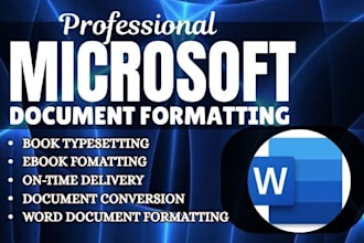 do microsoft word document formatting, book formatting, layout design urgently