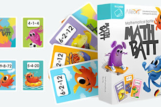 design digital illustration kid card game education memory flashcards box design