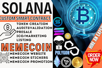 create solana erc20 bep20 trc20 token solidity custom smart contract development