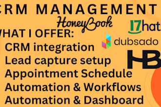 set up honeybook crm,dubsado, 17hats, acuity scheduling