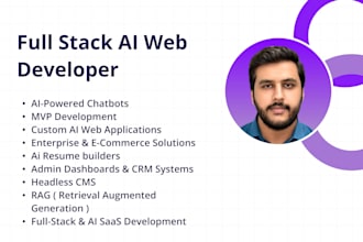 develop full stack ai websites, ai saas, ai chatbots in next js, react, openai