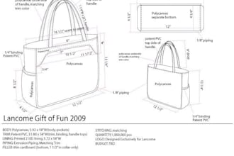 design backpack, tote handbag wallet tech pack create you bag tech pack drawing