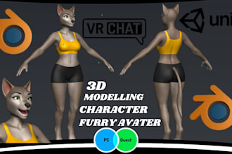 create custom vrchat avatar, vrchat avatar 3d model furry vrc avi in unity