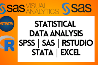 do statistical data analysis in rstudio, SAS, stata, spss, excel, tableau