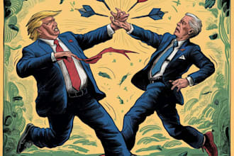 draw digital political editorial cartoon for social media