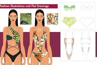 draw swimwear, bikini and beach wear based on your vision