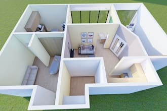 draw 2d, 3d floor plan architectural blueprint drawings in autocard and sketchup