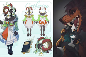 draw furry nsfw reference sheet fursona character design ref sheet anime style