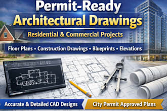 draw create permit ready architectural drawings, floor plans and autocad designs
