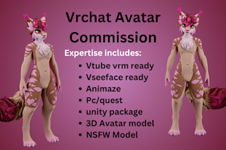 model detailed 3d furry model, vrchat avatar, nsfw vtuber, vseeface vrm