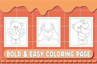 design your bold and easy coloring book pages for kdp, etsy