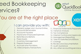 bookkeeping in quickbooks online, wave, xero and  zoho