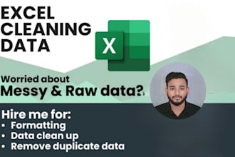 do excel data cleaning, formatting, merging, splitting, pivot tables, charts