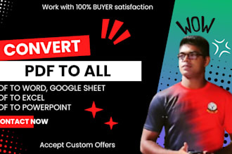 convert PDF to word, google docs, powerpoint, typing services