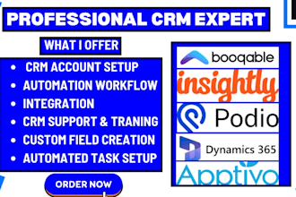 setup booqable podio insightly automation microsoft dynamics apptivo integration
