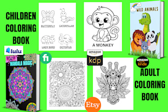 design kids coloring book adult coloring page illustration book for amazon kdp
