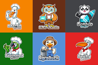 design animal mascot, cute cartoon business logo, and character design