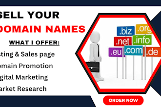 sell your domain names with listing, sales page domain website domain promotion