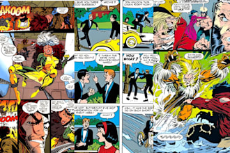 create a comic book page, graphic novels, character design