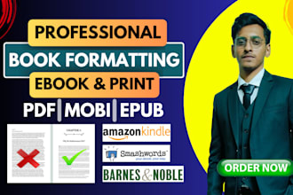 do amazon KDP book formatting, paperback, epub and kindle ebook formatting