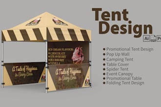 design canopy tent, pop up tent, banner, flag, table cover