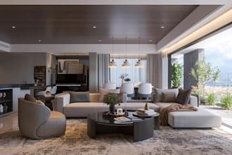create modern luxury home interior rendering