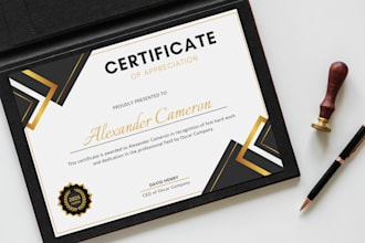 design a professional certificate, diploma or award design