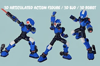 design 3d articulated toy model 3d bjd ball joint doll 3d flexi toy robot stl