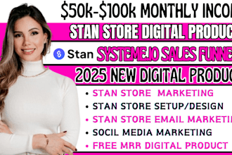 setup stan store digital product, stan store marketing, systme io sales funnel