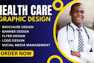 design health care brochure, banner, flyer, health care logo, card, video ads